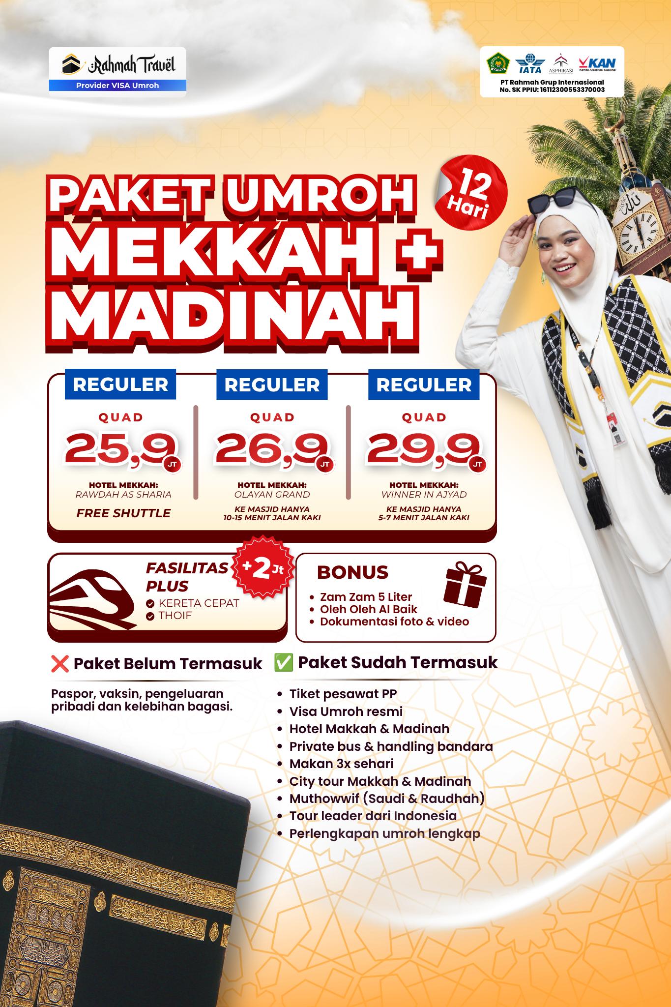 Umroh 2x Jumat Mekkah + Madinah 12D By Indigo